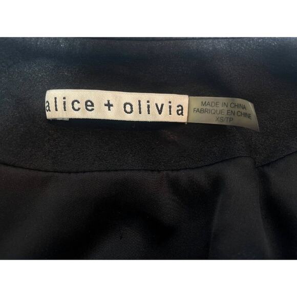 Alice + Olivia Goat Leather Jacket Size XS Draped Waterfall Open Front - Damaged - Picture 15 of 16